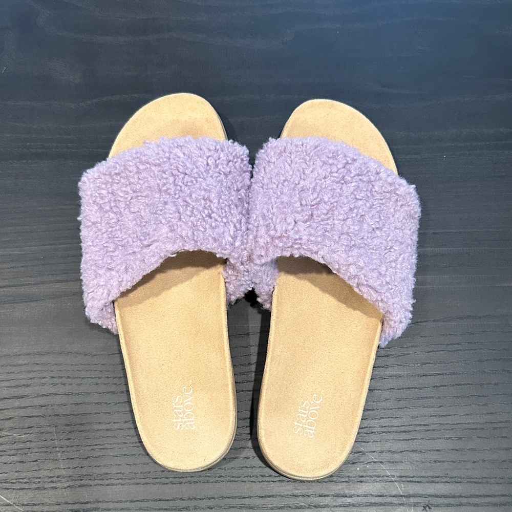 Plush Lavender Slide Slippers for Women